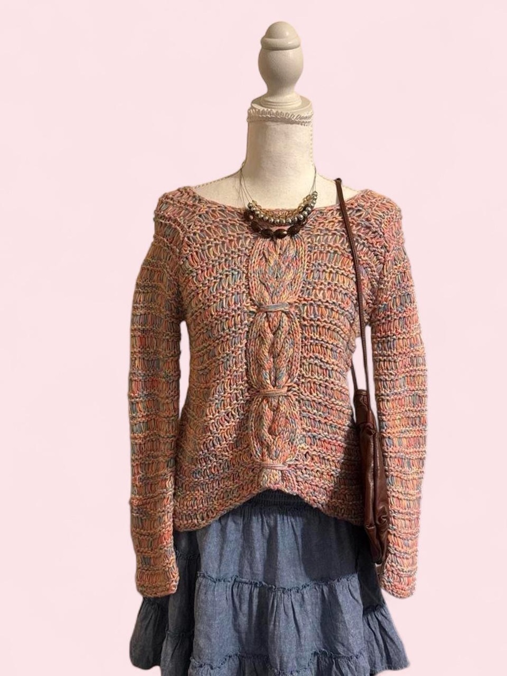525 American Rainbow Cable Knit Sweater